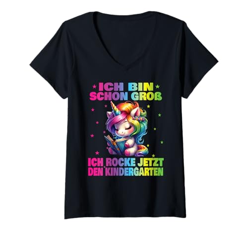 Damen Kindergarten Kita Start Anfang Kindergartenkind 2025 Einhorn T-Shirt mit V-Ausschnitt Damen Kindergarten Kita Start Anfang Kindergartenkind 2025 Einhorn T-Shirt mit V-Ausschnitt von Kindergarten Geschenk Mädchen Unicorn Einhorn