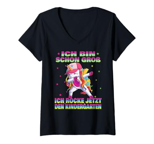 Damen Kindergarten Kita Start Anfang Kindergartenkind 2025 Einhorn T-Shirt mit V-Ausschnitt Damen Kindergarten Kita Start Anfang Kindergartenkind 2025 Einhorn T-Shirt mit V-Ausschnitt von Kindergarten Geschenk Mädchen Unicorn Einhorn