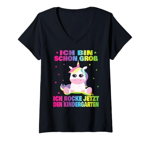Damen Kindergarten Kita Start Anfang Kindergartenkind 2025 Einhorn T-Shirt mit V-Ausschnitt Damen Kindergarten Kita Start Anfang Kindergartenkind 2025 Einhorn T-Shirt mit V-Ausschnitt von Kindergarten Geschenk Mädchen Unicorn Einhorn