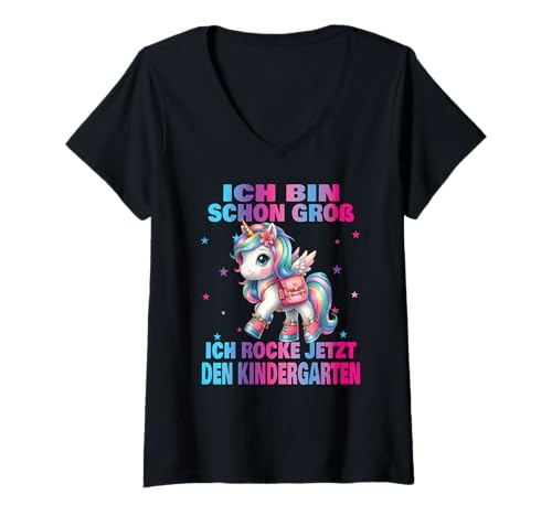 Damen Kindergarten Kita Start Anfang Kindergartenkind 2025 Einhorn T-Shirt mit V-Ausschnitt Damen Kindergarten Kita Start Anfang Kindergartenkind 2025 Einhorn T-Shirt mit V-Ausschnitt von Kindergarten Geschenk Mädchen Unicorn Einhorn