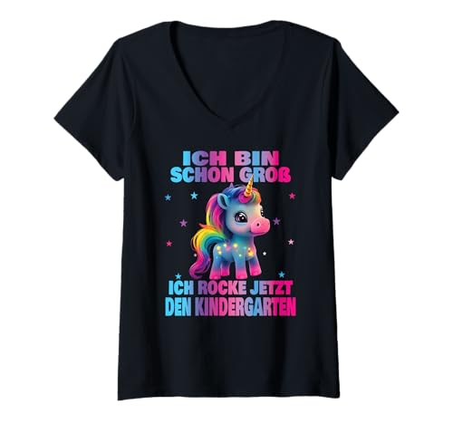 Damen Kindergarten Kita Start Anfang Kindergartenkind 2025 Einhorn T-Shirt mit V-Ausschnitt Damen Kindergarten Kita Start Anfang Kindergartenkind 2025 Einhorn T-Shirt mit V-Ausschnitt von Kindergarten Geschenk Mädchen Unicorn Einhorn
