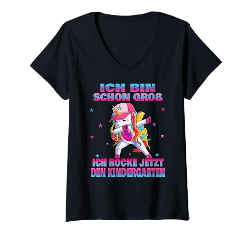 Damen Kindergarten Kita Start Anfang Kindergartenkind 2025 Einhorn T-Shirt mit V-Ausschnitt Damen Kindergarten Kita Start Anfang Kindergartenkind 2025 Einhorn T-Shirt mit V-Ausschnitt von Kindergarten Geschenk Mädchen Unicorn Einhorn