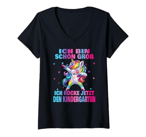 Damen Kindergarten Kita Start Anfang Kindergartenkind 2025 Einhorn T-Shirt mit V-Ausschnitt Damen Kindergarten Kita Start Anfang Kindergartenkind 2025 Einhorn T-Shirt mit V-Ausschnitt von Kindergarten Geschenk Mädchen Unicorn Einhorn