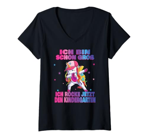 Damen Kindergarten Kita Start Anfang Kindergartenkind 2025 Einhorn T-Shirt mit V-Ausschnitt Damen Kindergarten Kita Start Anfang Kindergartenkind 2025 Einhorn T-Shirt mit V-Ausschnitt von Kindergarten Geschenk Mädchen Unicorn Einhorn
