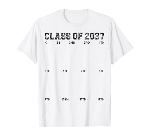 Class of 2037 Grow With Me Shirt 2037, handbedruckt, für Kinder von K bis 12 T-Shirt Class of 2037 Grow With Me Shirt 2037, handbedruckt, für Kinder von K bis 12 T-Shirt von Kindergarten Graduation 2037 Handprint Girl & Boy