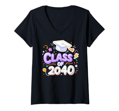 Damen Funny Class of 2040 T-Shirt mit V-Ausschnitt Damen Funny Class of 2040 T-Shirt mit V-Ausschnitt von Kindergarten Graduation Humour