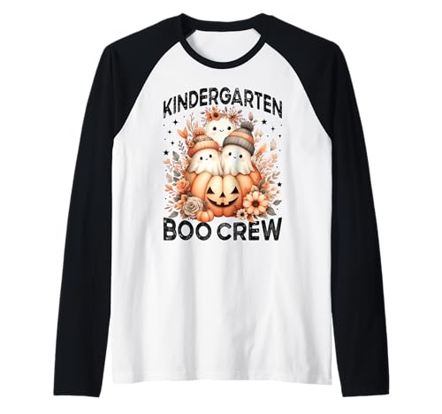Kindergarten Boo Crew Teacher Kinder Halloween Geist Kürbis Raglan von Kindergarten Halloween Matching Costumes Women Men
