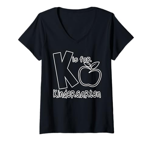 Damen K is for Kindergarten Kinder Lehrer Geschenk Zurück zur Schule T-Shirt mit V-Ausschnitt Damen K is for Kindergarten Kinder Lehrer Geschenk Zurück zur Schule T-Shirt mit V-Ausschnitt von Kindergarten Kids first day of school Gifts