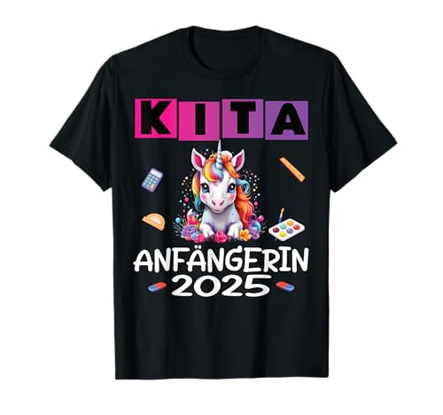 Kita Start Anfang Kinder Kindergartenkind 2025 Unicorn T-Shirt von Kindergarten Kindergartentüte Einhorn Mädchen