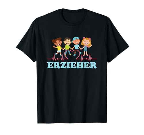 Erzieher Herzschlag Tagesmutter Kinder Nanny Kita Geschenk T-Shirt Erzieher Herzschlag Tagesmutter Kinder Nanny Kita Geschenk T-Shirt von Kindergarten Kinderkrippe Erziehung Geschenke