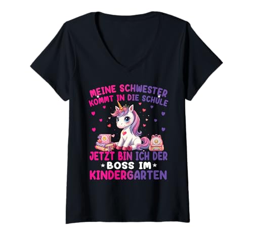 Damen Einhorn Kita Anfang Kindergaten Geschenk Unicorn Mädchen T-Shirt mit V-Ausschnitt Damen Einhorn Kita Anfang Kindergaten Geschenk Unicorn Mädchen T-Shirt mit V-Ausschnitt von Kindergarten Kita Geschenk & T-Shirt Kinder