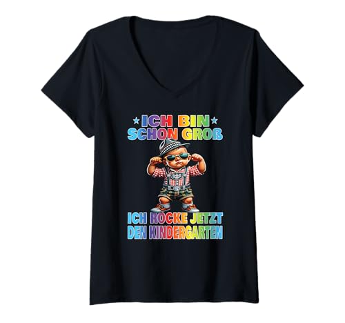 Damen Kindergartenkind 2025 Kita Anfang Kindergarten Start Jungen T-Shirt mit V-Ausschnitt von Kindergarten Kita Geschenk & T-Shirt Kinder