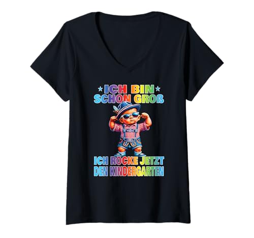 Damen Kindergartenkind 2025 Kita Anfang Kindergarten Start Jungen T-Shirt mit V-Ausschnitt von Kindergarten Kita Geschenk & T-Shirt Kinder