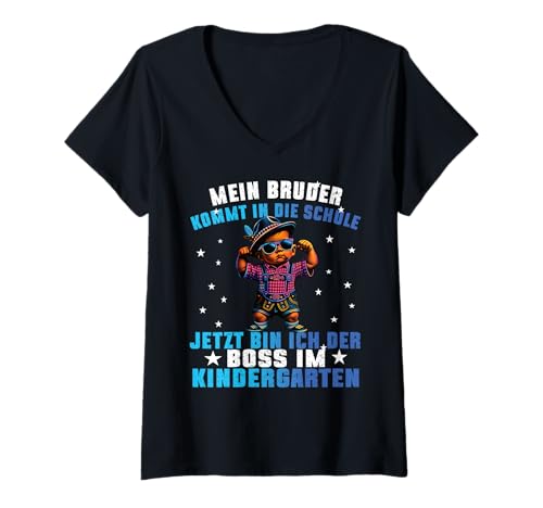 Damen Kindergartenkind 2025 - Kita Start Anfang Jungs Lausbua T-Shirt mit V-Ausschnitt von Kindergarten Kita Geschenk & T-Shirt Kinder