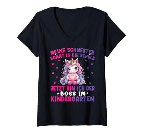 Damen Kindergaten Geschenk Mädchen Kita Anfang Einhorn Unicorn T-Shirt mit V-Ausschnitt Damen Kindergaten Geschenk Mädchen Kita Anfang Einhorn Unicorn T-Shirt mit V-Ausschnitt von Kindergarten Kita Geschenk & T-Shirt Kinder