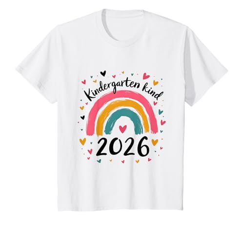 Kindergarten Kind 2026 Mädchen Regenbogen Kindergartenkind T-Shirt von Kindergarten Kita Kitastart Geschenke 2026