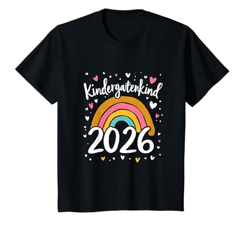 Kindergarten Kind 2026 Mädchen Regenbogen Kindergartenkind T-Shirt von Kindergarten Kita Kitastart Geschenke 2026