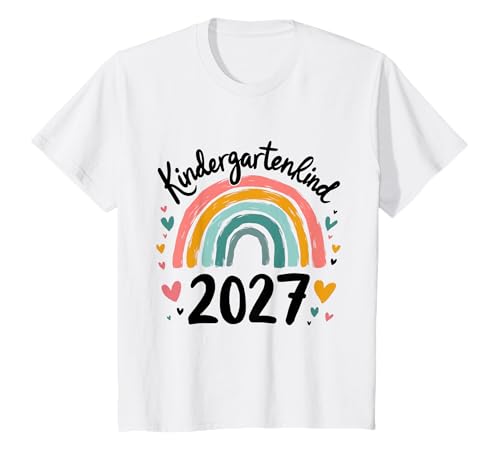 Kindergarten Kind 2027 Mädchen Regenbogen Kindergartenkind T-Shirt von Kindergarten Kita Kitastart Geschenke 2027
