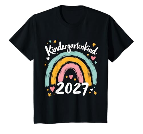 Kindergarten Kind 2027 Mädchen Regenbogen Kindergartenkind T-Shirt von Kindergarten Kita Kitastart Geschenke 2027