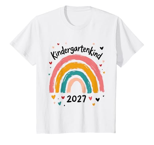 Kindergarten Kind 2027 Mädchen Regenbogen Kindergartenkind T-Shirt von Kindergarten Kita Kitastart Geschenke 2027