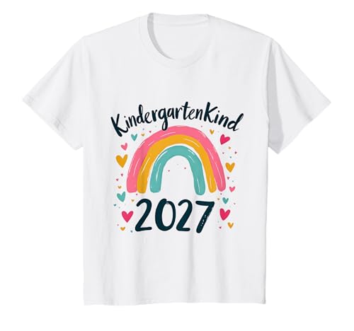 Kindergarten Kind 2027 Mädchen Regenbogen Kindergartenkind T-Shirt von Kindergarten Kita Kitastart Geschenke 2027