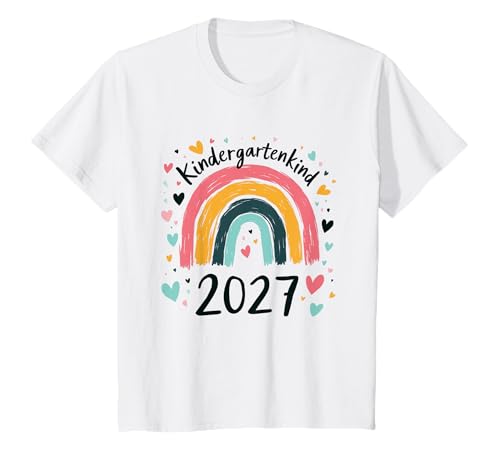 Kindergarten Kind 2027 Mädchen Regenbogen Kindergartenkind T-Shirt von Kindergarten Kita Kitastart Geschenke 2027