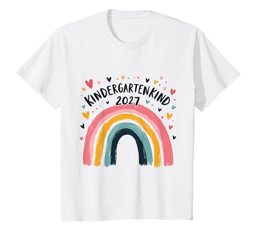 Kindergarten Kind 2027 Mädchen Regenbogen Kindergartenkind T-Shirt von Kindergarten Kita Kitastart Geschenke 2027