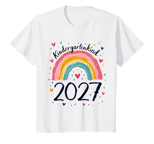 Kindergarten Kind 2027 Mädchen Regenbogen Kindergartenkind T-Shirt von Kindergarten Kita Kitastart Geschenke 2027
