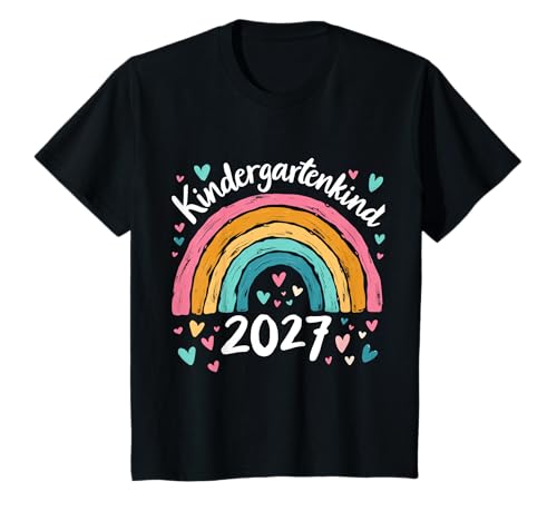 Kindergarten Kind 2027 Mädchen Regenbogen Kindergartenkind T-Shirt von Kindergarten Kita Kitastart Geschenke 2027