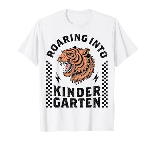 Tiger, der in den Kindergarten brüllt, lustige Jungs, erster Schultag T-Shirt von Kindergarten Level Unlocked Boy Girl Roaring Tiger
