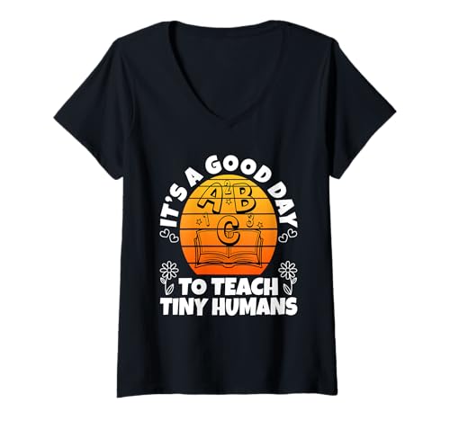 Damen Es ist EIN guter Tag, um winzigen Menschen etwas beizubringen T-Shirt mit V-Ausschnitt Damen Es ist EIN guter Tag, um winzigen Menschen etwas beizubringen T-Shirt mit V-Ausschnitt von Kindergarten PreK Teacher School Childcare Worker