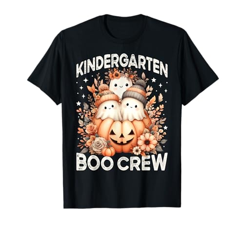 Boo Crew Kindergarten Lehrer Damen Halloween Geist Kürbis T-Shirt von Kindergarten Retro Groovy Floral Halloween Costume