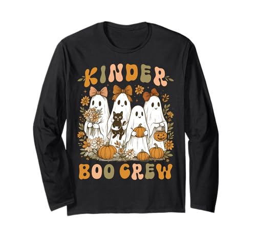 Kinder Boo Crew Teacher Kid Girly Halloween-Geisterkatze mit Blumenmuster Langarmshirt Kinder Boo Crew Teacher Kid Girly Halloween-Geisterkatze mit Blumenmuster Langarmshirt von Kindergarten Teacher Halloween Ghost Costume Group