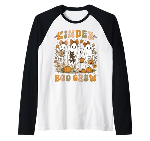 Kinder Boo Crew Halloween Ghost Teacher Wildflower für Kinder, Damen Raglan von Kindergarten Teacher Halloween Pumpkin Ghost Cat