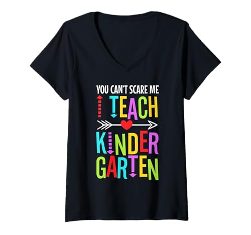 Damen Du Kannst Mich Nicht erschrecken Ich unterrichte Kindergarten T-Shirt mit V-Ausschnitt Damen Du Kannst Mich Nicht erschrecken Ich unterrichte Kindergarten T-Shirt mit V-Ausschnitt von Kindergarten Teacher PreK educator daycare
