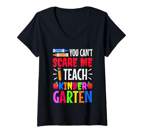 Damen Du Kannst Mich Nicht erschrecken Ich unterrichte Kindergarten T-Shirt mit V-Ausschnitt Damen Du Kannst Mich Nicht erschrecken Ich unterrichte Kindergarten T-Shirt mit V-Ausschnitt von Kindergarten Teacher PreK educator daycare