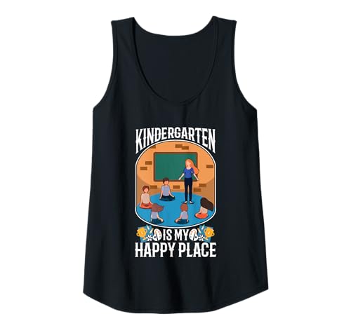 Damen Kindergarten ist Mein glücklicher Ort Tank Top Damen Kindergarten ist Mein glücklicher Ort Tank Top von Kindergarten Teacher PreK educator daycare