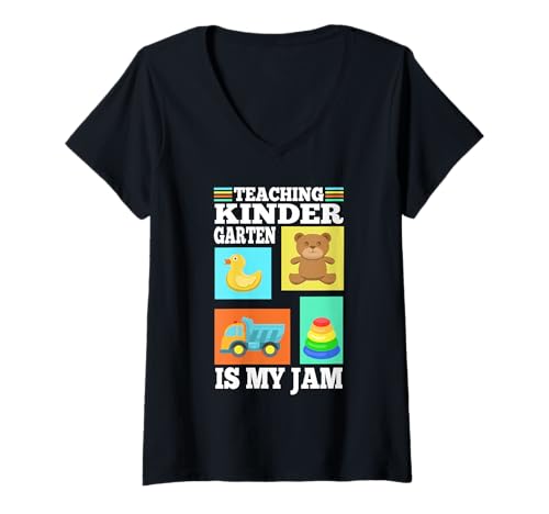 Damen Kindergarten unterrichten ist Meine Marmelade T-Shirt mit V-Ausschnitt Damen Kindergarten unterrichten ist Meine Marmelade T-Shirt mit V-Ausschnitt von Kindergarten Teacher PreK educator daycare