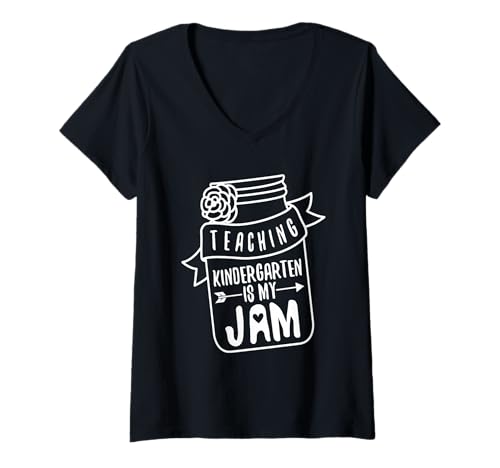 Damen Kindergarten unterrichten ist Meine Marmelade T-Shirt mit V-Ausschnitt Damen Kindergarten unterrichten ist Meine Marmelade T-Shirt mit V-Ausschnitt von Kindergarten Teacher PreK educator daycare