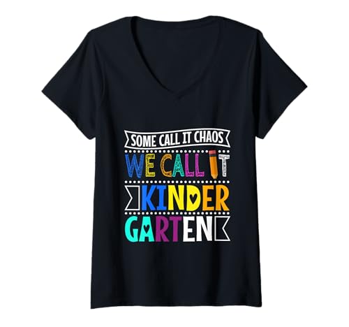 Damen Manche nennen es Chaos, wir nennen es Kindergarten T-Shirt mit V-Ausschnitt Damen Manche nennen es Chaos, wir nennen es Kindergarten T-Shirt mit V-Ausschnitt von Kindergarten Teacher PreK educator daycare