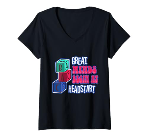 Damen Große Köpfe beginnen bei Vorsprung T-Shirt mit V-Ausschnitt Damen Große Köpfe beginnen bei Vorsprung T-Shirt mit V-Ausschnitt von Kindergarten Teacher Preschool educator daycare
