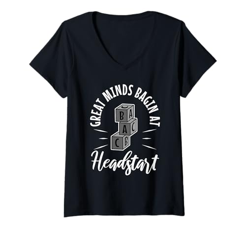 Damen Große Köpfe beginnen bei Vorsprung T-Shirt mit V-Ausschnitt Damen Große Köpfe beginnen bei Vorsprung T-Shirt mit V-Ausschnitt von Kindergarten Teacher Preschool educator daycare
