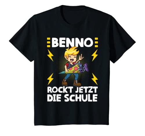 Kinder Benno rockt jetzt die Schule! Einschulung Jungen T-Shirt von Kindergarten Verabschiedung Outfits für Jungen