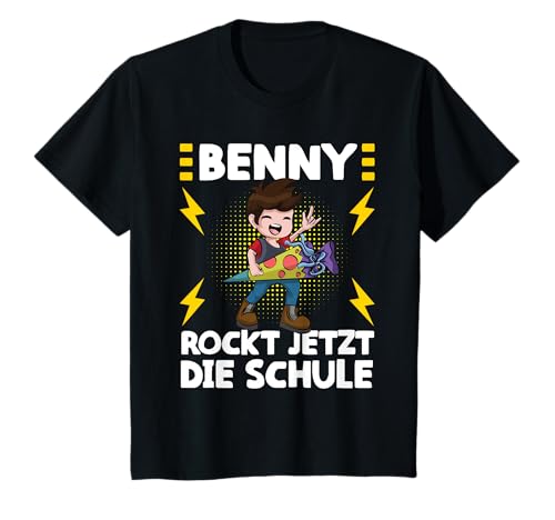 Benny rockt jetzt die Schule! Einschulung Jungen T-Shirt von Kindergarten Verabschiedung Outfits für Jungen