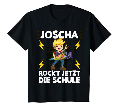 Kinder Joscha rockt jetzt die Schule! Einschulung Jungen T-Shirt von Kindergarten Verabschiedung Outfits für Jungen