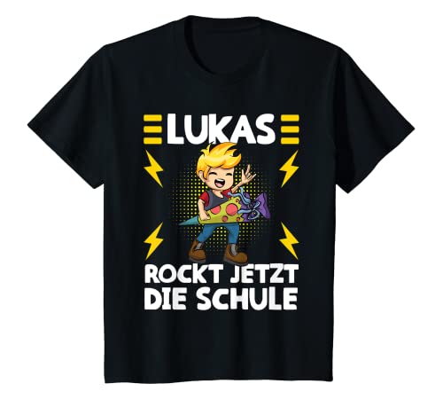 Kinder Lukas rockt jetzt die Schule! Einschulung Jungen T-Shirt von Kindergarten Verabschiedung Outfits für Jungen