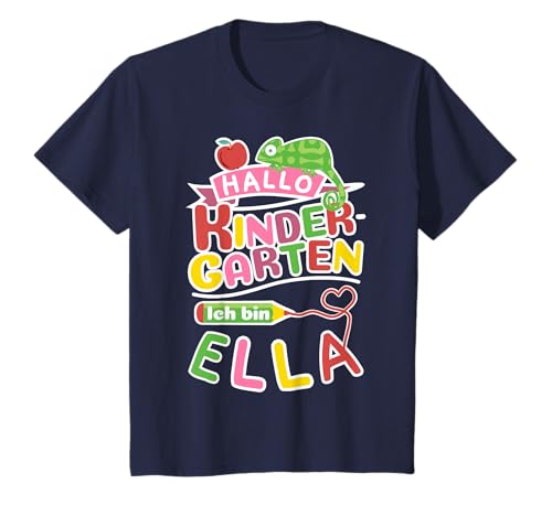 Kinder Name Ella T-Shirt Hallo Kindergarten Niedliches Tiermotiv T-Shirt von Kindergarten Vornamen Name Personalisierte Designs