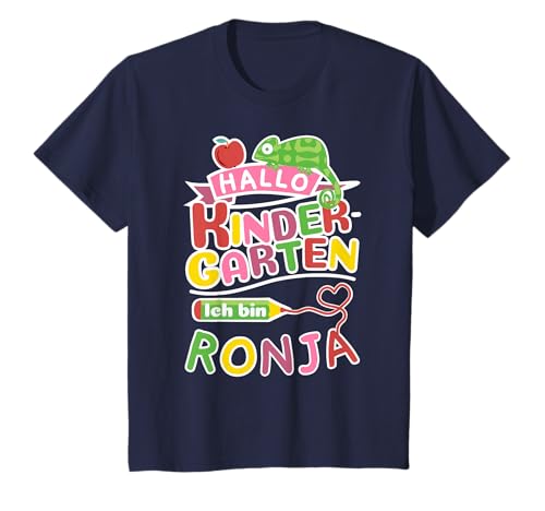 Kinder Ronja Vorname T-Shirt Hallo Kindergarten Süßes Tiermotiv T-Shirt von Kindergarten Vornamen Name Personalisierte Designs