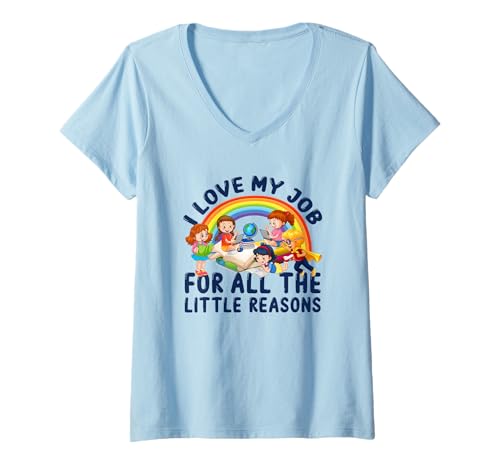 Damen I Love My Job For All The Little Reasons Kindergarten Schule T-Shirt mit V-Ausschnitt Damen I Love My Job For All The Little Reasons Kindergarten Schule T-Shirt mit V-Ausschnitt von Kindergarten und Schule - Kindergarten and School