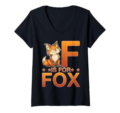 Damen F is for Fox Grundschullehrer Leselehrer T-Shirt mit V-Ausschnitt Damen F is for Fox Grundschullehrer Leselehrer T-Shirt mit V-Ausschnitt von Kindergarteninteresse Lehrerin